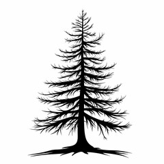 Silhouetted Pine Tree Vector Illustration: Eco-Friendly Ornamental Design for Scenic Woodland Landscapes