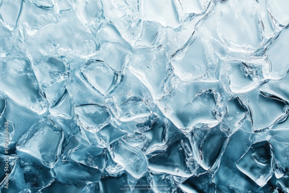 Poster crushed ice surface forming an abstract geometric pattern with light blue colors