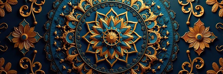 Intricate and elegant luxury ornamental mandala design background with gold accents,  background,  decorative