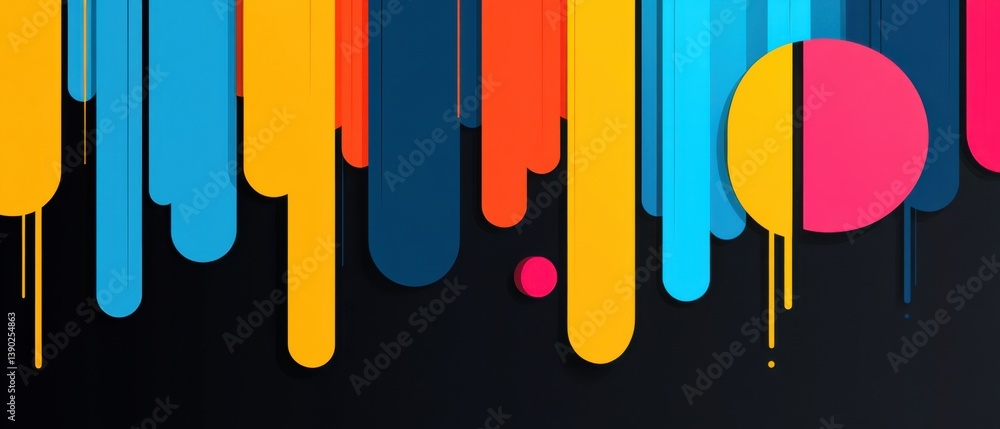 Aufkleber abstract colorful background with geometric shapes and dripping paint effect modern design concept w
