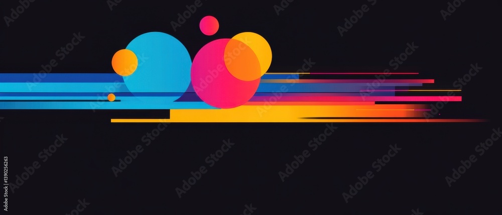 Aufkleber abstract colorful background with geometric shapes, circles and lines in vibrant gradient colors on 