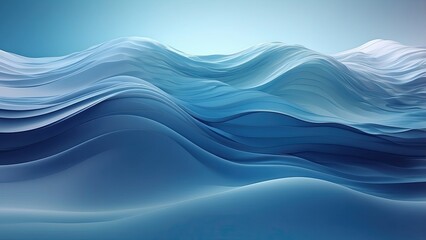 Abstract blue background with dynamic white wave lines and smooth gradients