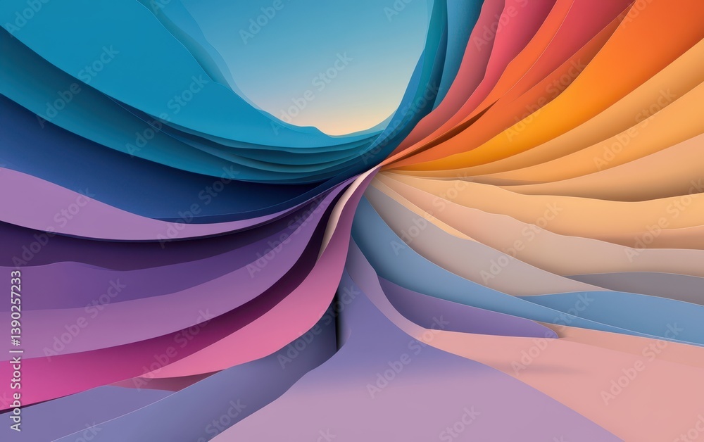 Poster a vibrant abstract background featuring a fluid, curved design in various colors.