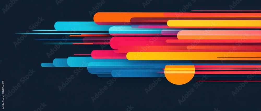 Poster abstract colorful lines background with motion effect, modern graphic design element for digital wal