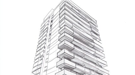 Fototapeta premium Architectural Drawing of a Modern High-Rise Building