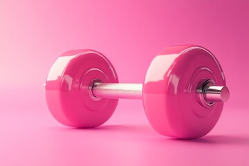 Obraz premium Pink dumbbell symbolizing fitness, strength training, and active lifestyle, promoting physical wellness and healthy habits