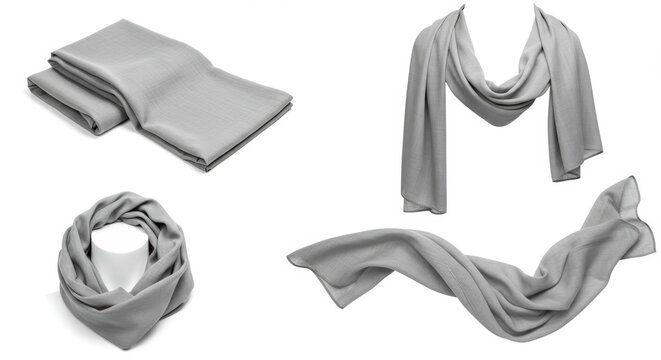 Elegant viscose scarf arrangement on a pristine white backdrop showcasing versatile style
