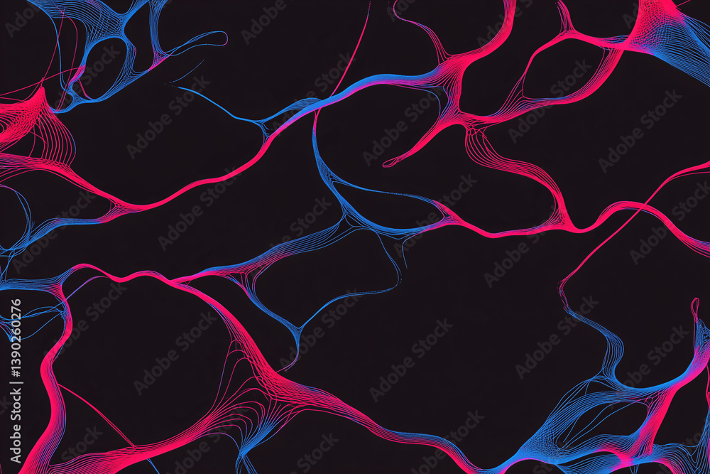 Poster abstract neural pathways: intricate and vibrant patterns, resembling neural networks, weave across a