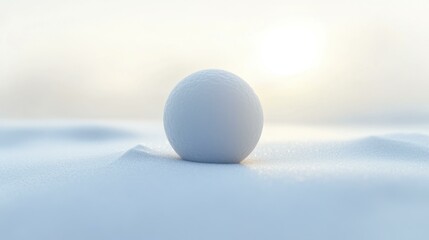 White Snowball on Snowy Surface Lit by Sunlight