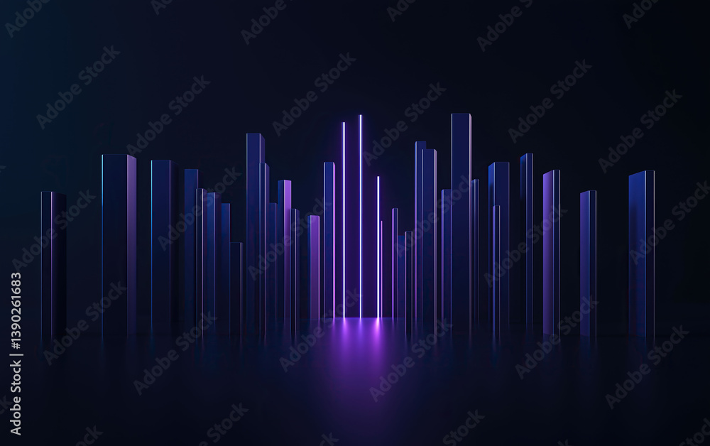 Poster blue digital interface display with holographic visualization