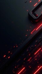 Luxurious black and red abstract tech background with sleek and modern design elements,  futuristic,  red