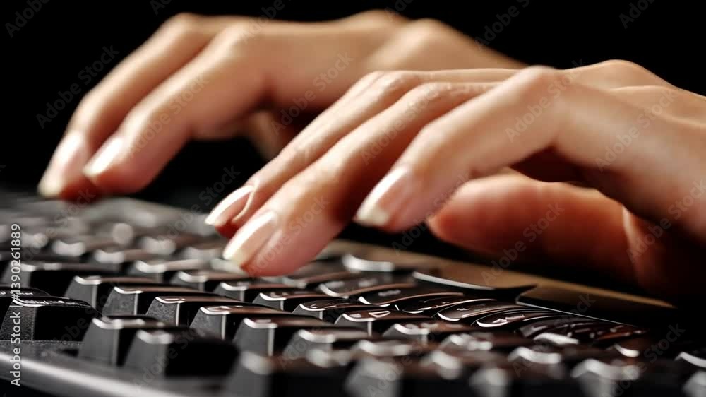 Aufkleber close up of female hands skillfully typing on a keyboard generative ai