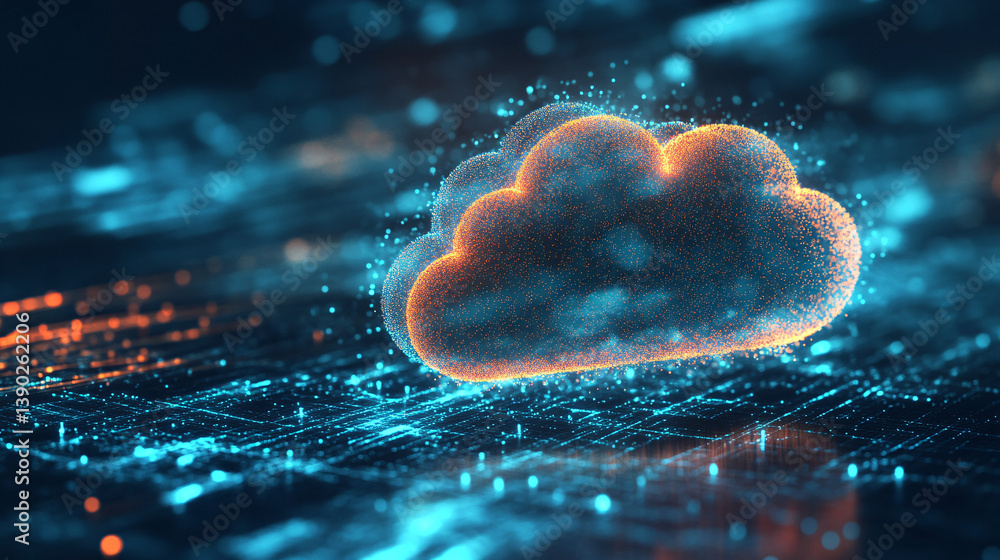 Poster vivid futuristic cloud network symbolizing advanced connectivity in tech realm