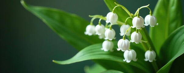 Lily of the Valley Bouquet with delicate white flowers and green leaves,  wedding,  event