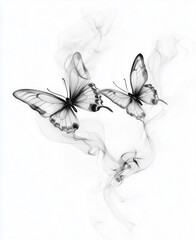 A pair of butterflies made up of smoke