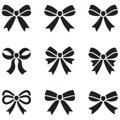 ribbon Vector Black silhouettes. with white background