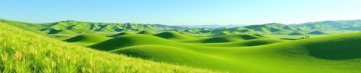 Obraz premium Rolling hills of Crete Senesi in the province of Siena, Tuscany, Italy under a clear blue sky, countryside, Siena