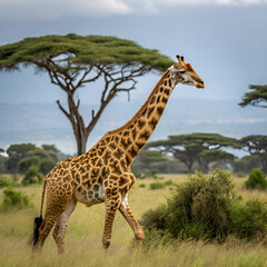 Obraz premium close giraffe in national park of kenya africa