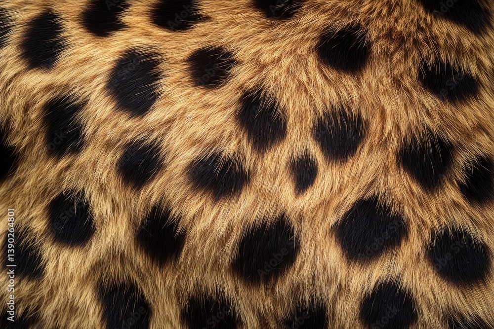 Poster detailed view of the unique spotted coat of a serval cat, highlighting its distinct texture and patt