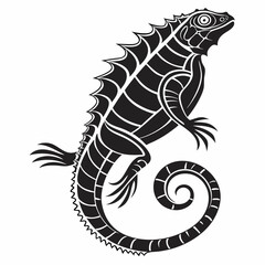 Marine Iguana  vector silhouette black design white background