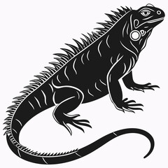 Marine Iguana  vector silhouette black design white background