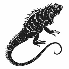 Marine Iguana  vector silhouette black design white background