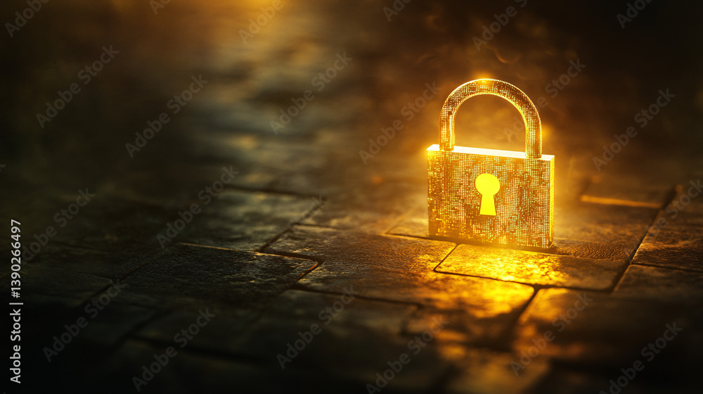 Aufkleber brightly illuminated padlock representing data protection and cybersecurity