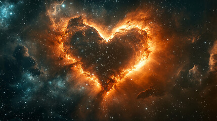 Obraz premium Breathtaking Heart-Shaped Nebula Glowing in Deep Space