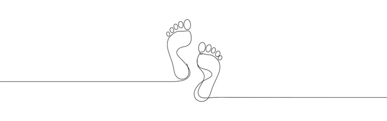 Footprint continuous one line drawing. Footstep symbol. Vector illustration.