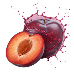 Fresh Plum with Splash Effect