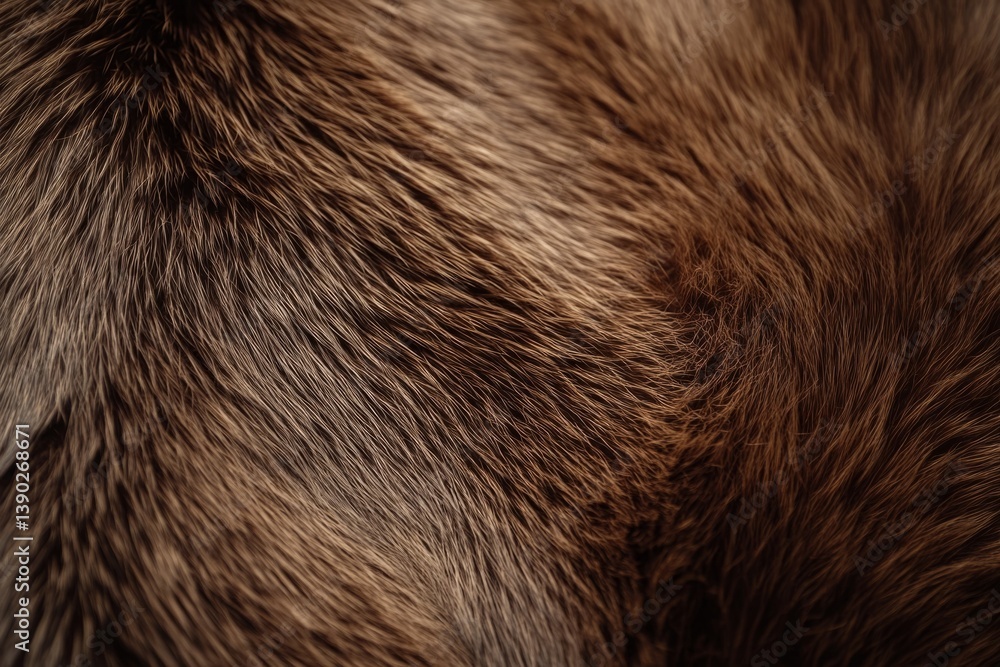 Poster close-up view of brown fur showcasing its soft texture, creating a warm and luxurious backdrop