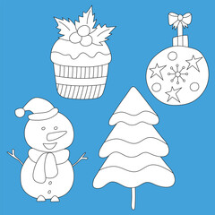 Hand-drawn Winter Clipart Set: Black & White Winter Illustrations: Doodle Cartoon Winter Graphics