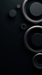 Luxury premium wallpaper illustration with stylish grey geometric circles on rich black background,  wallpaper,  modern