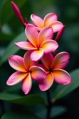 Fototapeta premium Plumeria flowers in full bloom with vibrant colors, fragrant, frangipani