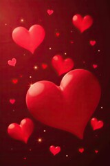 Red hearts background with sparkling lights for Valentines Day,  hearts,  holiday