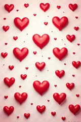 Red hearts pattern background ideal for Valentine's Day,  celebration,  heart shapes