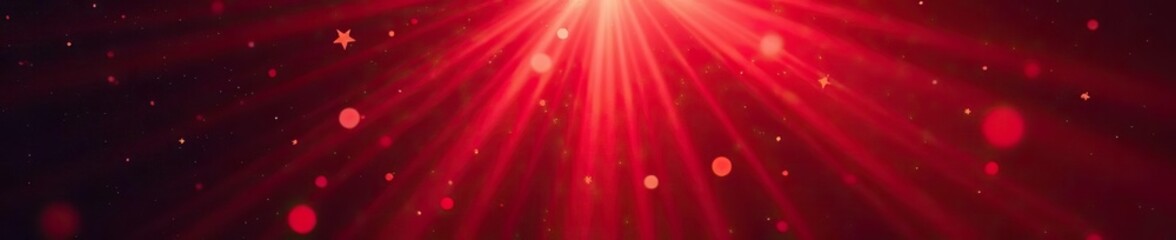 Red stars background with three light rays emanating from center,  celestial, stars