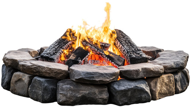 burning firewood isolated on white