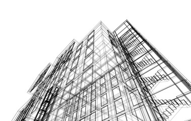 Modern architectural building 3d rendering