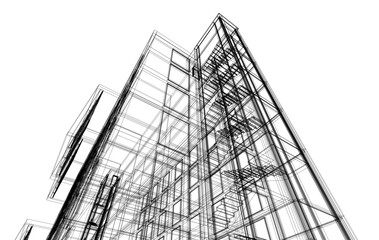 Modern architectural building 3d rendering