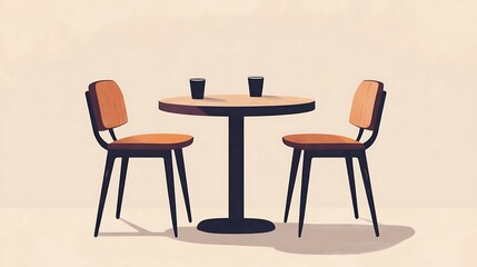 Two chairs and a table.