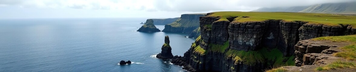 Rugged cliffs and basalt rock formations at Arnarstapi overlooking the Atlantic Ocean in West-Iceland,  basalt rocks,  dramatic