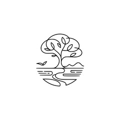 Minimalist Line Art Tree Logo: Nature, Growth, Calm