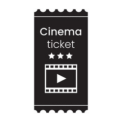 Vector cinema black silhouette element ticket icon cinematography for movie maker.