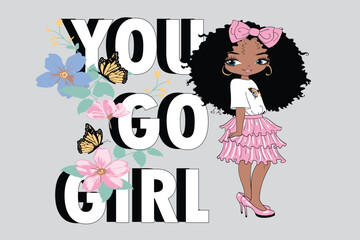 You go girl woman vector cartoon illustration design 