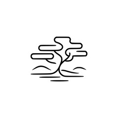 Minimalist Tree Line Art: Zen Landscape Logo, Modern & Clean