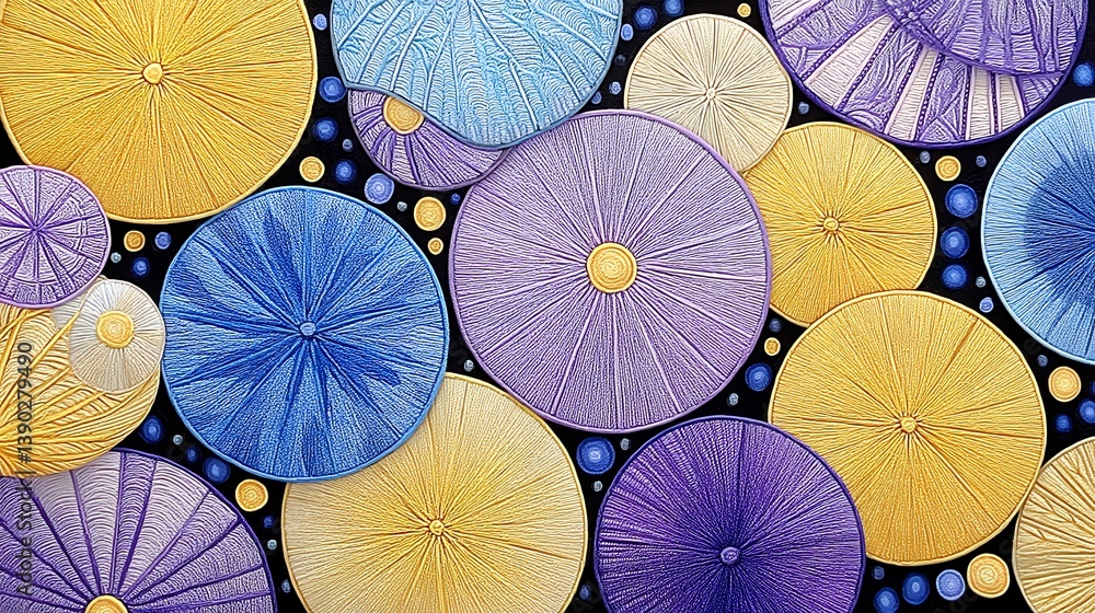 Poster abstract colorful circles pattern on black background