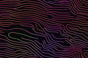 Vibrant Lined Abstract: An immersive display of colorful lines creates a dynamic, textured effect against a dark backdrop, forming an intriguing piece of contemporary art.