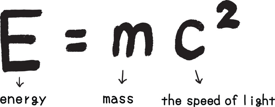 E=mc&sup2; Energy formula, Education concept Theory of relativity vector illustration hand-drawn