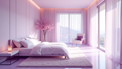 modern stylish purple bedroom